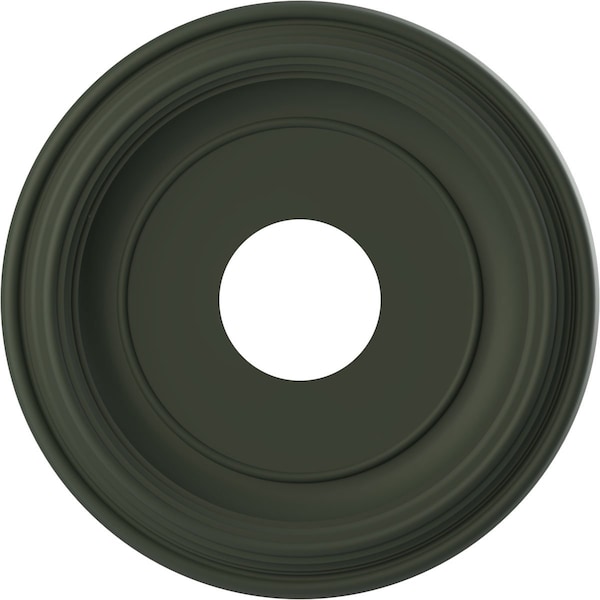 Ekena Millwork Traditional PVC Medallion (Canopies up to 7 1/2"), 13"OD x 3 1/2"ID x 1 1/4"P, Satin Hunt Club Green CMP13TRGHC - main